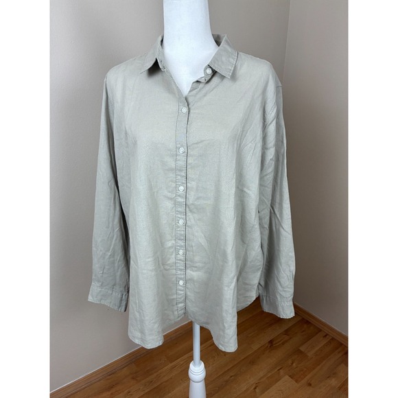 H&M Other - H&M Linen Blend Beige Long Sleeve Button Up Men's M Preppy Casual Soft NWT (P13)